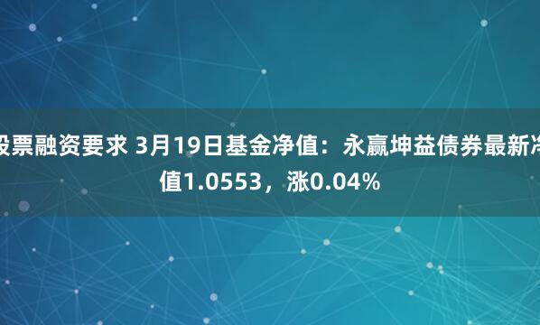 股票融资要求 3月19日基金净值：永赢坤益债券最新净值1.0553，涨0.04%