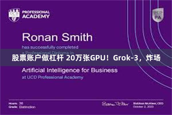股票账户做杠杆 20万张GPU！Grok-3，炸场