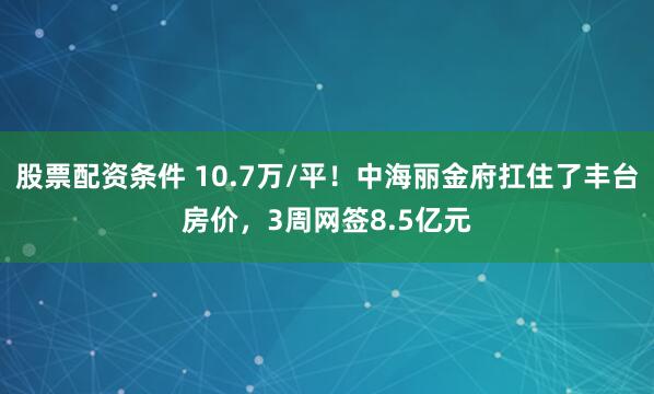 股票配资条件 10.7万/平！中海丽金府扛住了丰台房价，3周网签8.5亿元