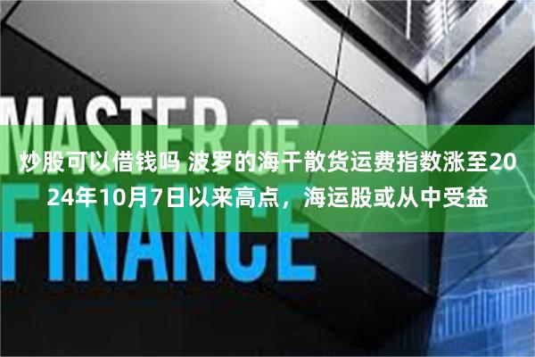 炒股可以借钱吗 波罗的海干散货运费指数涨至2024年10月7日以来高点，海运股或从中受益