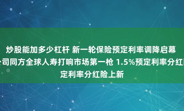 炒股能加多少杠杆 新一轮保险预定利率调降启幕 合资公司同方全球人寿打响市场第一枪 1.5%预定利率分红险上新